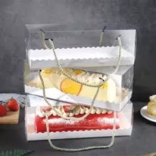 Box Mika Kotak Handle Tali / Kotak Kue Mika Box Mika Tali Clear Transparent Cake Box Kotak Hantaran Hamper Tumpeng Chiffon Pudding Lapis (minim : 5 pcs)