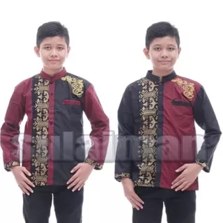 Baju koko Anak Bordil Kombinasi Batik prada usia 4-13 Batik Baju Koko Anak