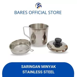 Oil Pot 1.1L Saringan & Tempat Simpan Minyak/Oil Pot Stainless Steel Wadah Penyaring Minyak Goreng