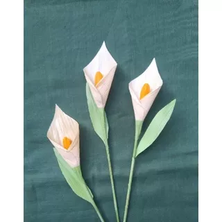 1 tangkai bunga kulit jagung calla lily artificial kerajinan tangan dekorasi