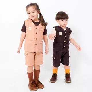 ZOOKEEPER SET - Setelan Anak Zookeeper Kostum Baju Bayi Vest Hiking Trekking Kids Cewek Cowok Perempuan Laki Rompi Cargo Bagus Murah 1-4 Thn