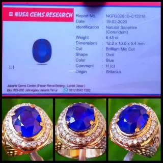 Natural Blue Sapphire Seilangka Sertifikat NGR Top Luster