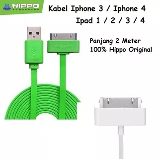 Hippo Kabel Data Caby Iphone 4 4G 4S 3 3G Ipad 1 2 3 4 200cm 2M Cable Original Ori HP Handphone Casan Charger