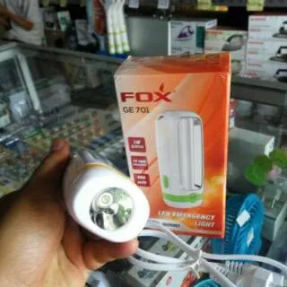 Senter cas + lampu emergency fox ge 701 terang murah awet bisa di cas ratusan kali