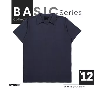 SMOOTH BASIC V-neck kerah shirt - Dark Grey/Anchor