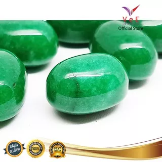 Butiran Batu Giok Burma Hijau Asli Oval 23mm - VeE Batu Kesehatan