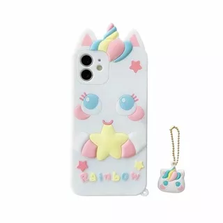 iPhone 12 Pro Max iPhone 11 Pro Max iPhone 6 6s 7 8 Plus SE 2020 X Xs Max XR 3D Cute Cartoon Unicorn Casing Case Soft Silicone Rubber Cover with Hanger