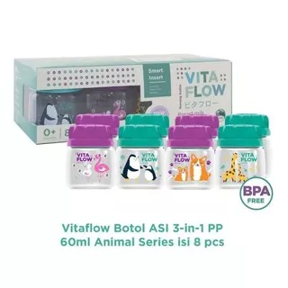 VitaFlow botol asi 3in1 PP 60ml animal series [60ml/ 1 Paket 8 pcs]