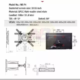 Bracket TV Led Monitor 32-55 NB North Bayou P4