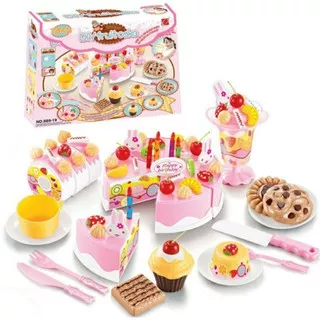 MAINAN KUE ULANG TAHUN / DIY BIRTHDAY CAKE PLAY SET 75pcs LIGHT MUSIC