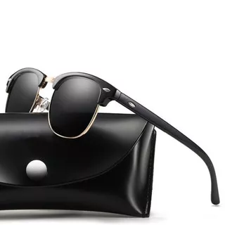 Ardiningrum Clothes | Kacamata Pria no Polarized Sunglasses Retro Rivet Unisex Sunglasses Half Frame