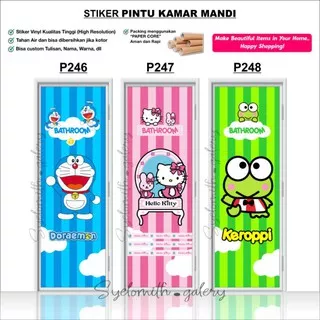 STICKER PINTU TOILET - STICKER PINTU KAMAR MANDI MOTIF KARTUN