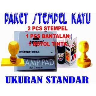 STEMPEL KAYU / STEMPEL MANUAL / STEMPEL BIASA 1 PAKET LENGKAP SIAP PAKAI