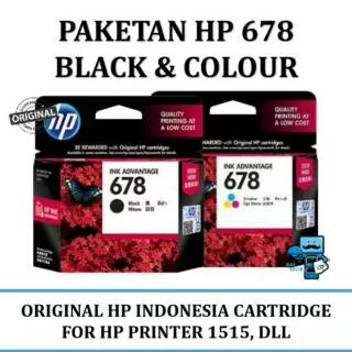 HP 678 Ink Cartridge - Paket InknCartridge HP678 (Tri Colour)  dan Tinta Hitam ( Black) Original