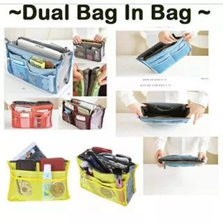 Bag In Bag Korean Organizer Double Zipper Resleting Tas HandBag Travel