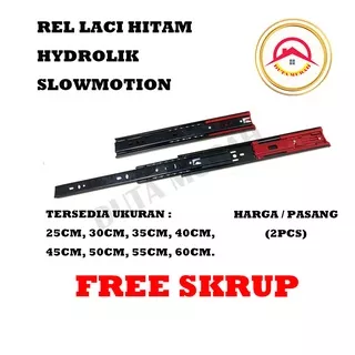 Rel Laci 25 cm Double Full Extension Slow Motion SM BM Soft Close 4.5 cm (1 SET) , FREE SKRUP