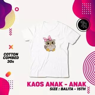 Kaos Anak Motif Little OWL FREE SABLON NAMA ANAK / Kaos Desain Unik