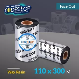 Codeshop Ribbon Wax Resin 110 x 300 M Face Out Core 1 Inch Tinta Printer Barcode Stiker Label Semicoated Yupo Tahan Gesek