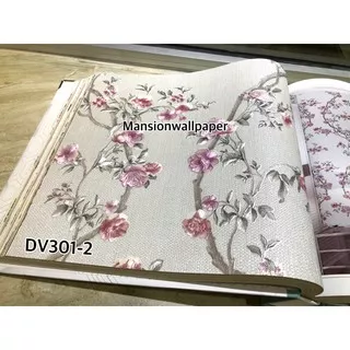 Wallpaper Dinding Bunga Sakura Ranting Pohon Silver Ungu Biru Navy