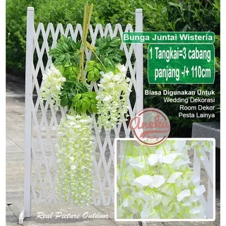 Daun Wisteria / Daun bunga Juntai Daun Rambat Bunga Plastik Artificial wisteria / daun bunga persta