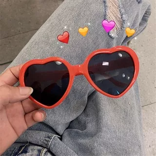 Cute Fashion Love Heart Shape Grey Lens Special Effects Night Light Love Women Men Sunglasses