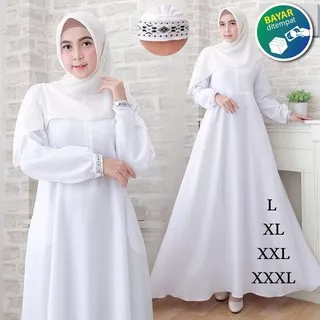 GAMIS PUTIH Modern Gamis Syari Gamis Putih Wanita Gamis Putih Jumbo terbaru 2022 Gamis Putih Murah Gamis manasik Gamis Putih Terbaru  Gamis Putih Polos Fashion Muslim Ukuran Xs.S.M-L-XL-XXL-XXXL