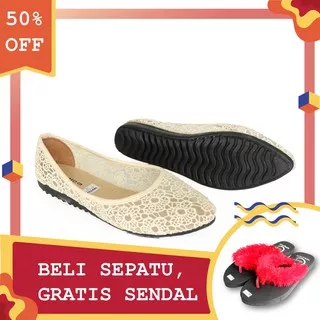 Flatshoes Gratica Sepatu Flat Shoes Wanita Bahan Brukat Murah Sol Tebal Harga Grosir Bisa COD B05KB