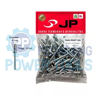 PAKU RIVET 529 - 4 X 8 MM BLIND RIPET RIFET TEMBAK ALUMINIUM 100 PCS