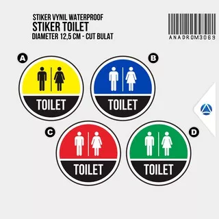 Stiker Toilet Bulat | 12,5  cm | Aneka Warna - Waterproof | Anadrom 3069