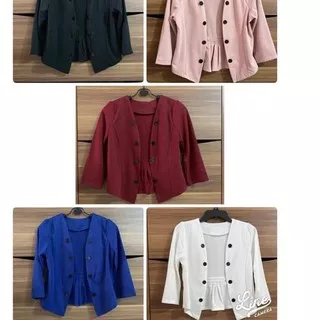 Blazer Wanita Bahan Wedges. Korean Style - Biru