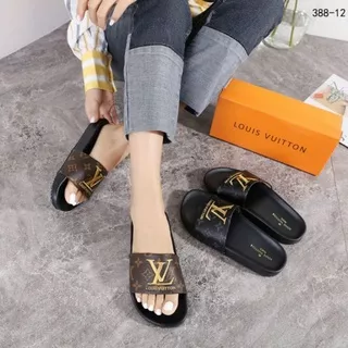 LVuitton Eclipse Monogram Waterfront Mule Slides #388-12