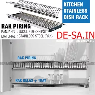 60CM Rak Piring Gelas Stainless Steel Kabinet - (60 CM)  Unit Atas Dapur Dish Rack Pantry Kitchen 600 MM (TWIN / TACO / HUBEN / HARFIT)