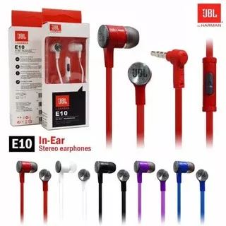 Handsfree headset Earphone JBL E10 ready warna hitam