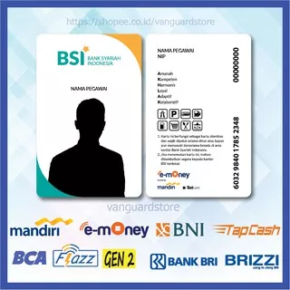 KARTU E MONEY E TOLL ID CARD BANK SYARIAH INDONESIA MANDIRI BNI TAPCASH BRI BRIZZI FLAZZ BCA- 2 SISI