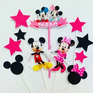 Mickey Minnie Mouse Pink Bintang Topper Cake Birthday / Hiasan Kue Ultah