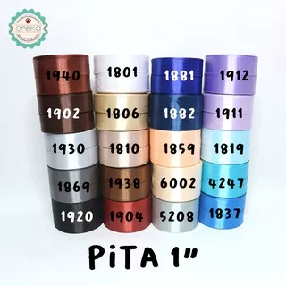 Pita Satin / Silk Satin Ribbon - 1 - 2.5 cm - PER GULUNG (25yard/roll) Coklat, Hitam, Putih, Biru