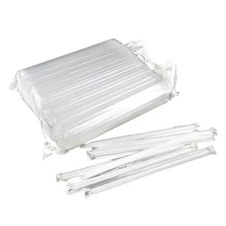 Sedotan Plastik Steril Transparan/ Sedotan Bungkus/ Sedotan Minuman Runcing/ Straw 300PCS uk6mm 20cm