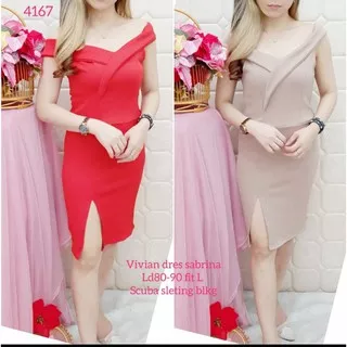 SHIVA DRESS LUCINTA SCUBA SABRINA IMPORT / PARTY DRESS SEXY MURAH / MIDI DRESS BODYCON PANJANG MODIS