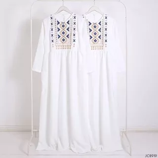 Others Baju gamis putih dewasa Gamis Bordir Cantik Gamis putih polos Gamis putih terbaru 2021 modern elegan Gamis putih wanita Busana muslim putih Gamis putih jumbo M-L-XL-XXL-XXXL