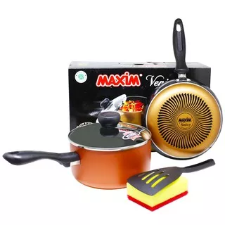 Maxim Venice Set of 5 | Teflon Anti Lengket | Panci Penggorengan Set Gratis Spatula