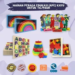 Mainan Edukasi Anak Balok Kayu Pelangi Bintang Profesi Menara Bunga Dan Puzzle Cangki Huruf Besar