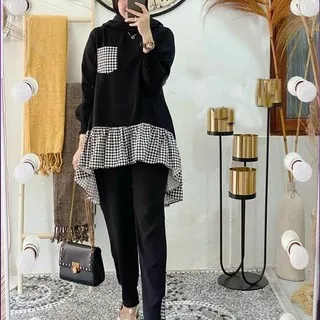 Setelan Wanita Terbaru muslimah trend coklat long dress putih premium W Baju Gamis Balotelli Wanita