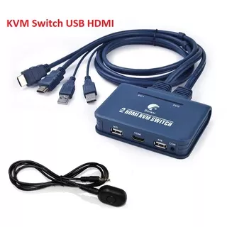 KVM Switch HDMI USB 2 Port with Remote include kabel HDMI dan USB