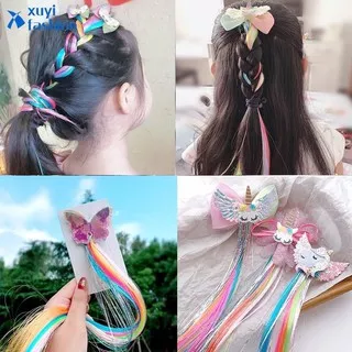Jepit Rambut kuncir Unicorn Model Rambut Palsu Wig Gaya Korea Untuk Anak