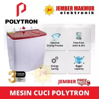 Mesin cuci POLYTRON Primadona Samba 2 tabung 9,5Kg PWM 951R