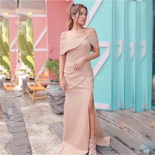 Sabrina dress wanita dress pesta party gaun longdress big size jumbo ukuran besar maxi slit dress bodycon baju formal casual kondangan promnight mermaid dress