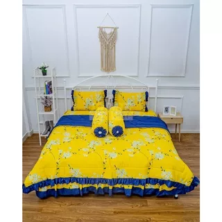 SORAYA-Set Bedcover Rimpel Motif MARIKO KUNING Uk.180x200x25