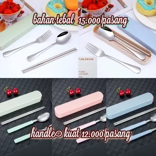 Set sendok garpu makan / set sendok garpu sumpit /travelling set spoon fork chopsticks