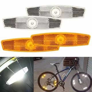 2 PCS Reflektor Jari Sepeda Mata Kucing Velg Sepeda / Bike Safety Clip - Kuning