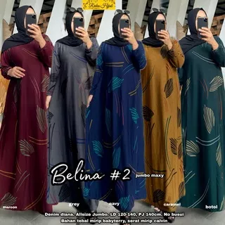 gamis jumbo wanita ld 120-140 belina #2 allsize big size mat denim diana ori redea hijab